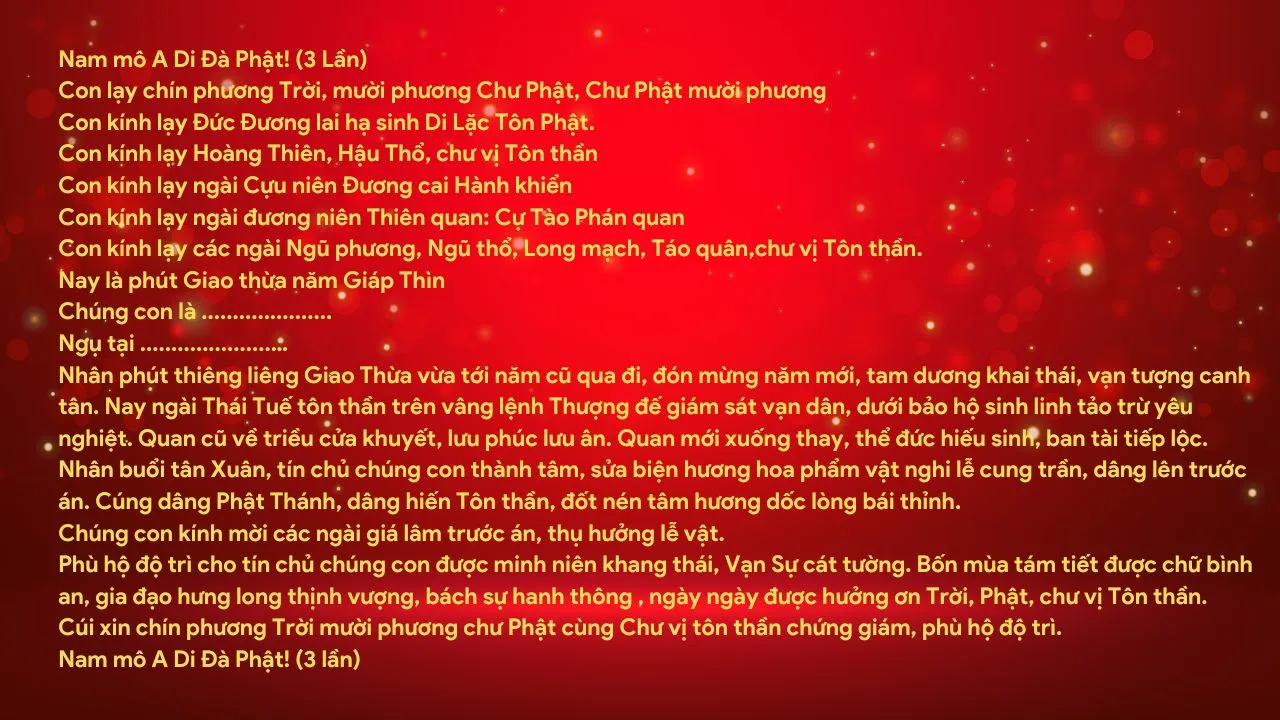 2 bài văn khấn cúng Giao thừa ngoài trời đêm 30 Tết Giáp Thìn 2024 chuẩn nhất