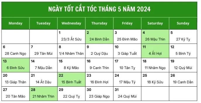 Lịch cắt tóc tháng 5/2024: Cắt tóc mới, đón may mắn tới