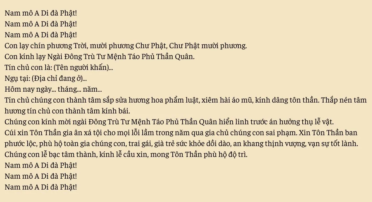 Mẫu văn khấn ông Công ông Táo chính xác nhất theo chuyên gia phong thủy