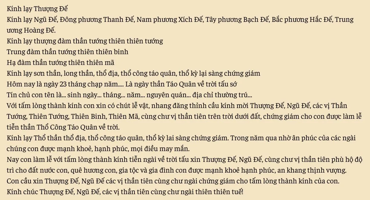 Mẫu văn khấn ông Công ông Táo chính xác nhất theo chuyên gia phong thủy